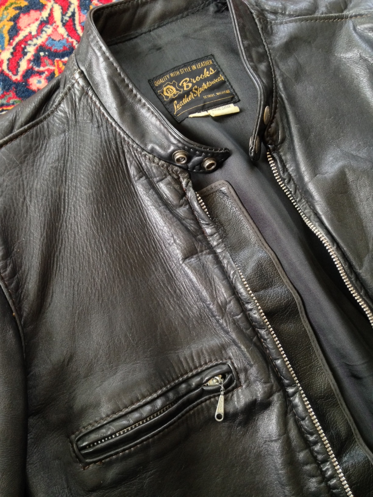 Vintage brooks leather jacket cheap
