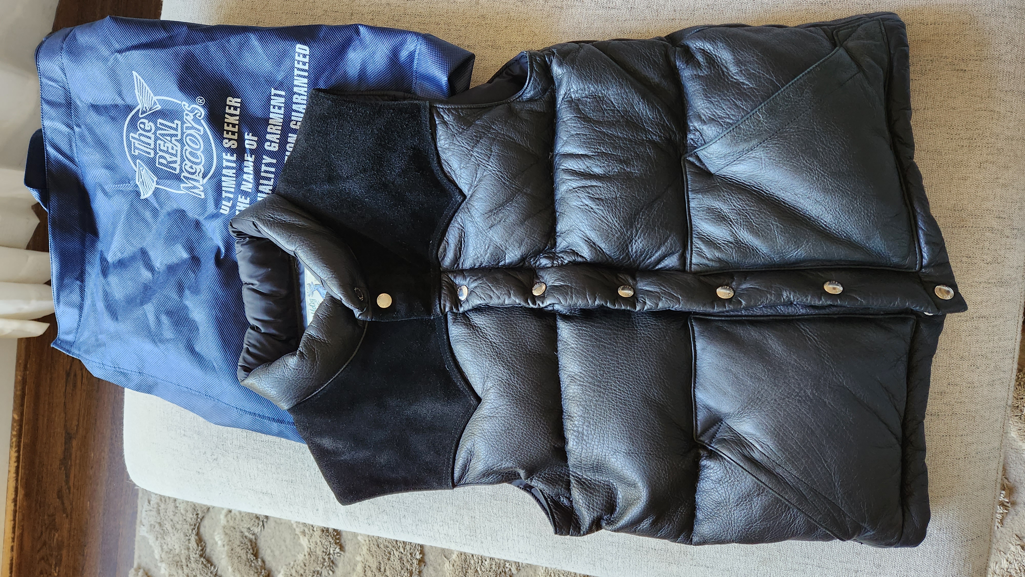 The Real Mccoy's Deerskin Down Vest (38) Black | The Fedora Lounge