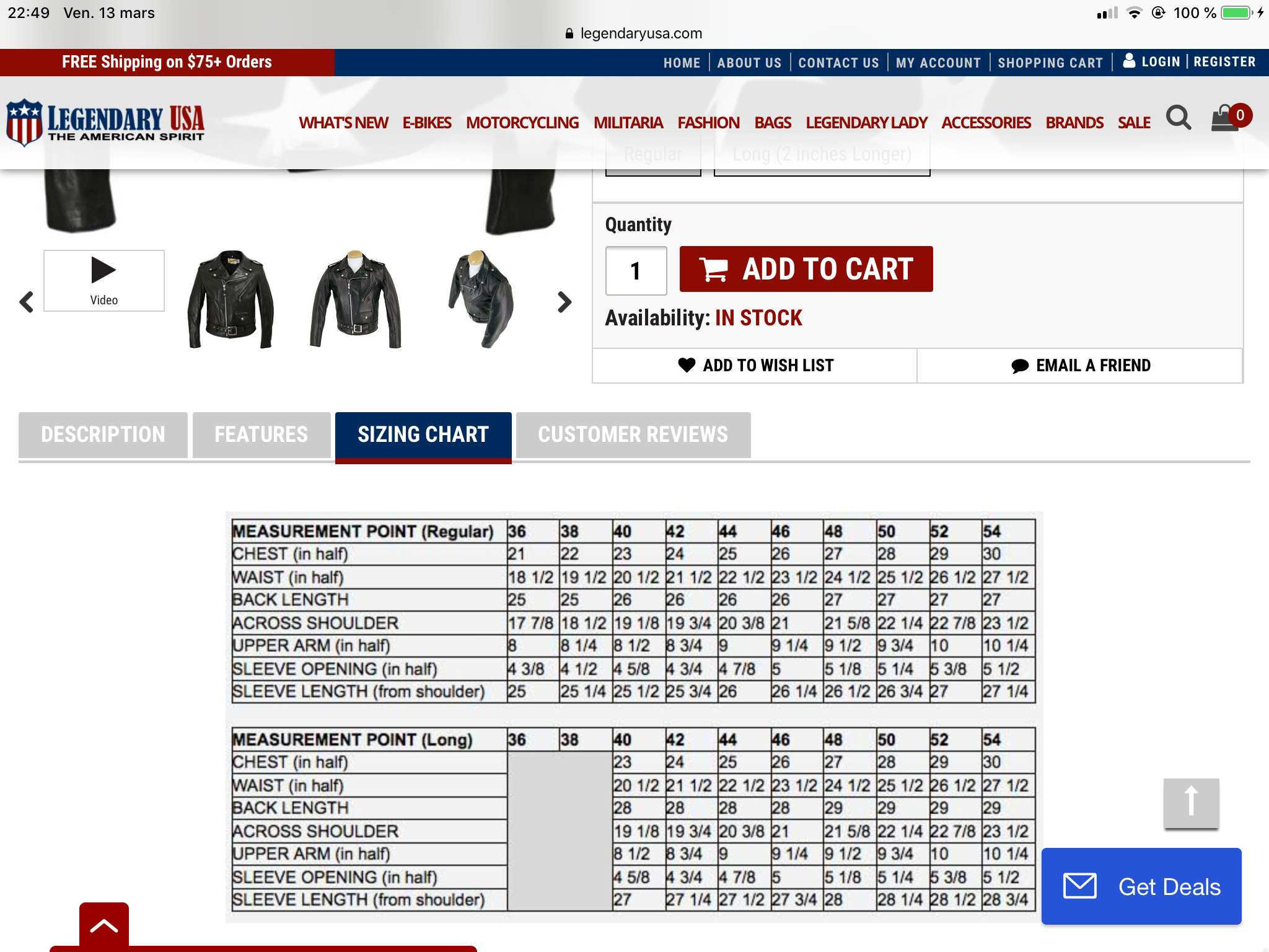 Schott perfecto best sale sizing