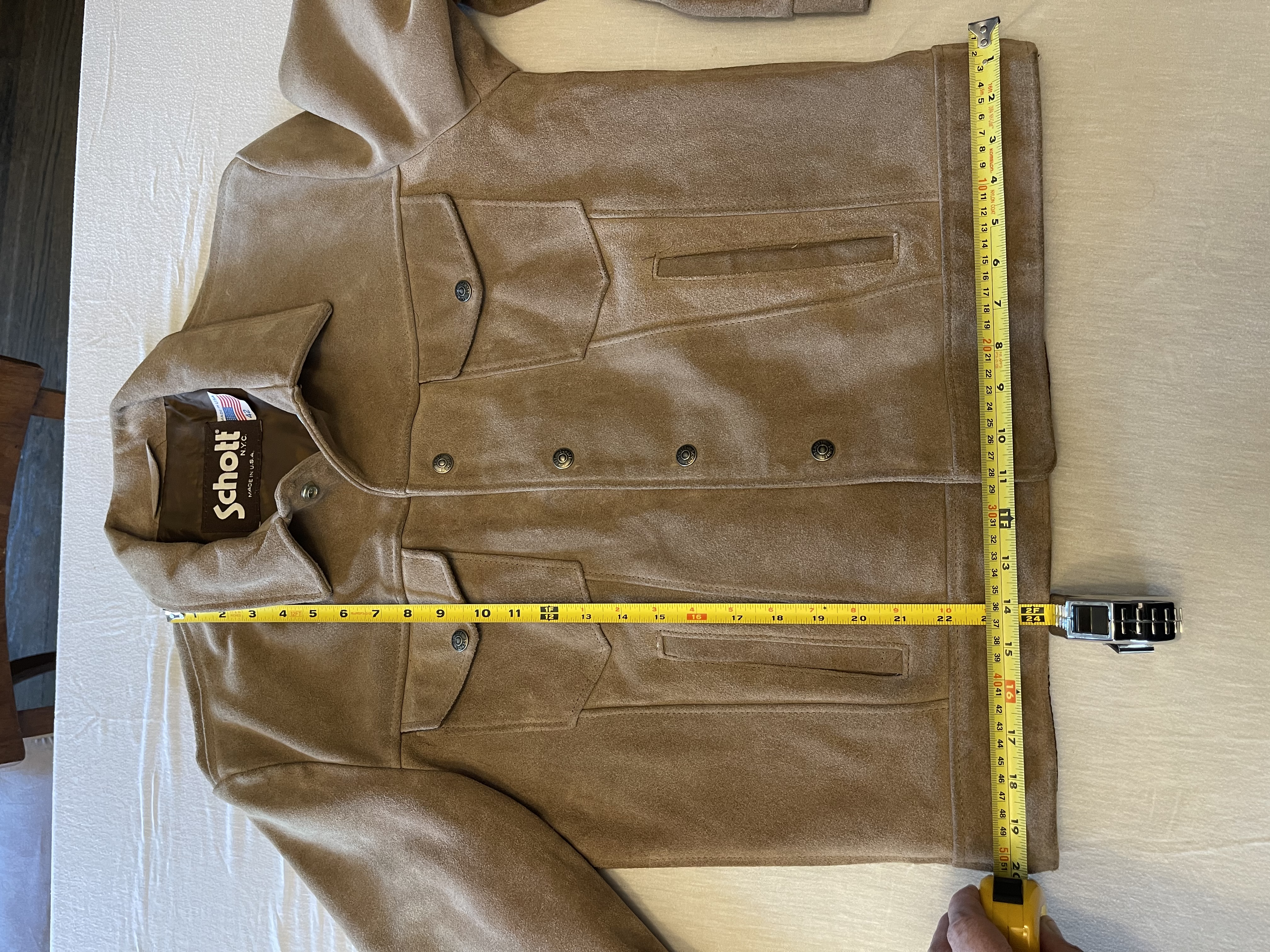 FS Schott suede trucker type 3 size 42 beige color brown lining in