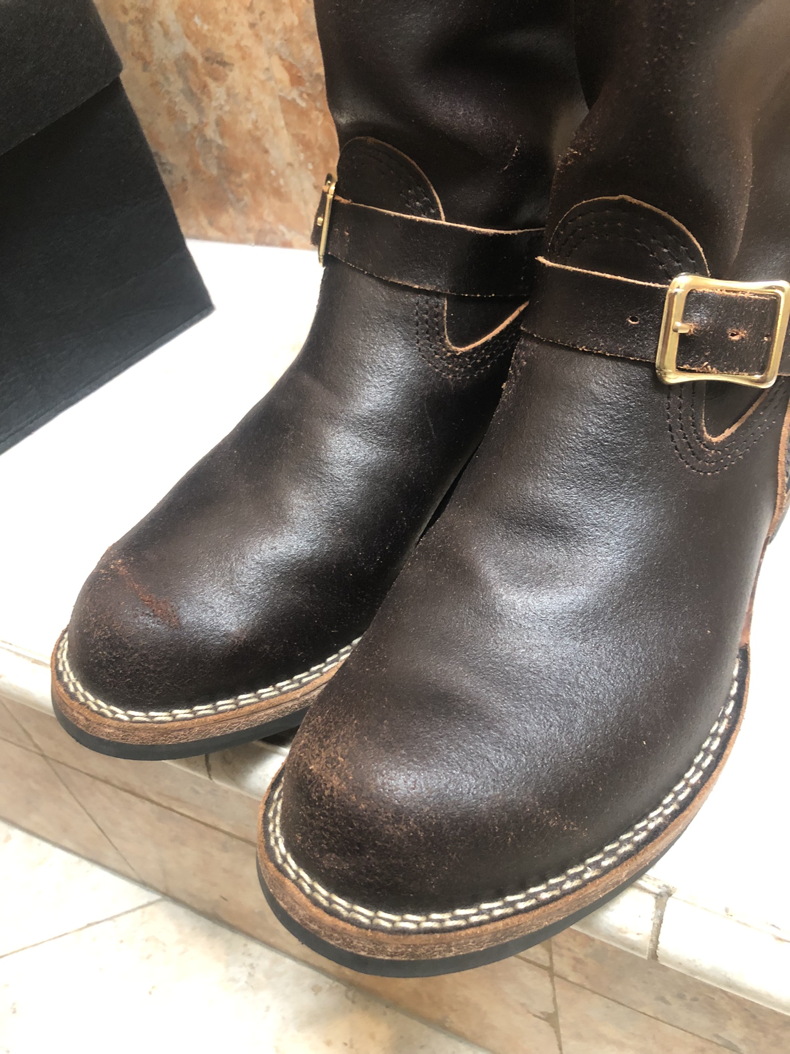 Wesco boots Standard & Strange collaboration. Brown waxed