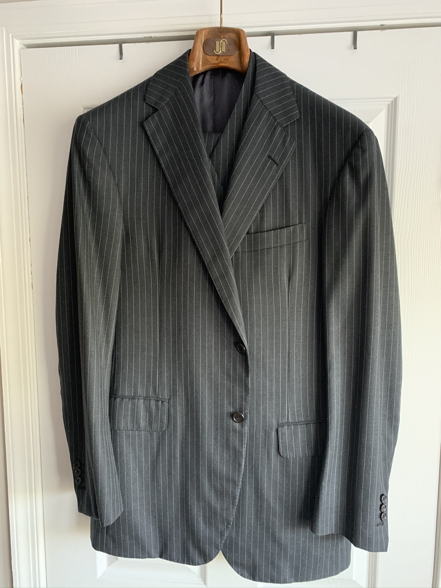 Oxxford of Chicago pinstriped wool suit 44 long | The Fedora Lounge