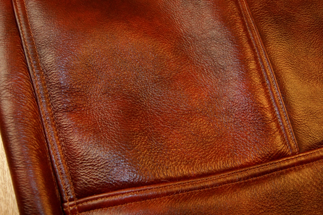 Aero ANJ-4 Redskin with Russet Vicenza Horsehide trim size 40 back close-up.jpg