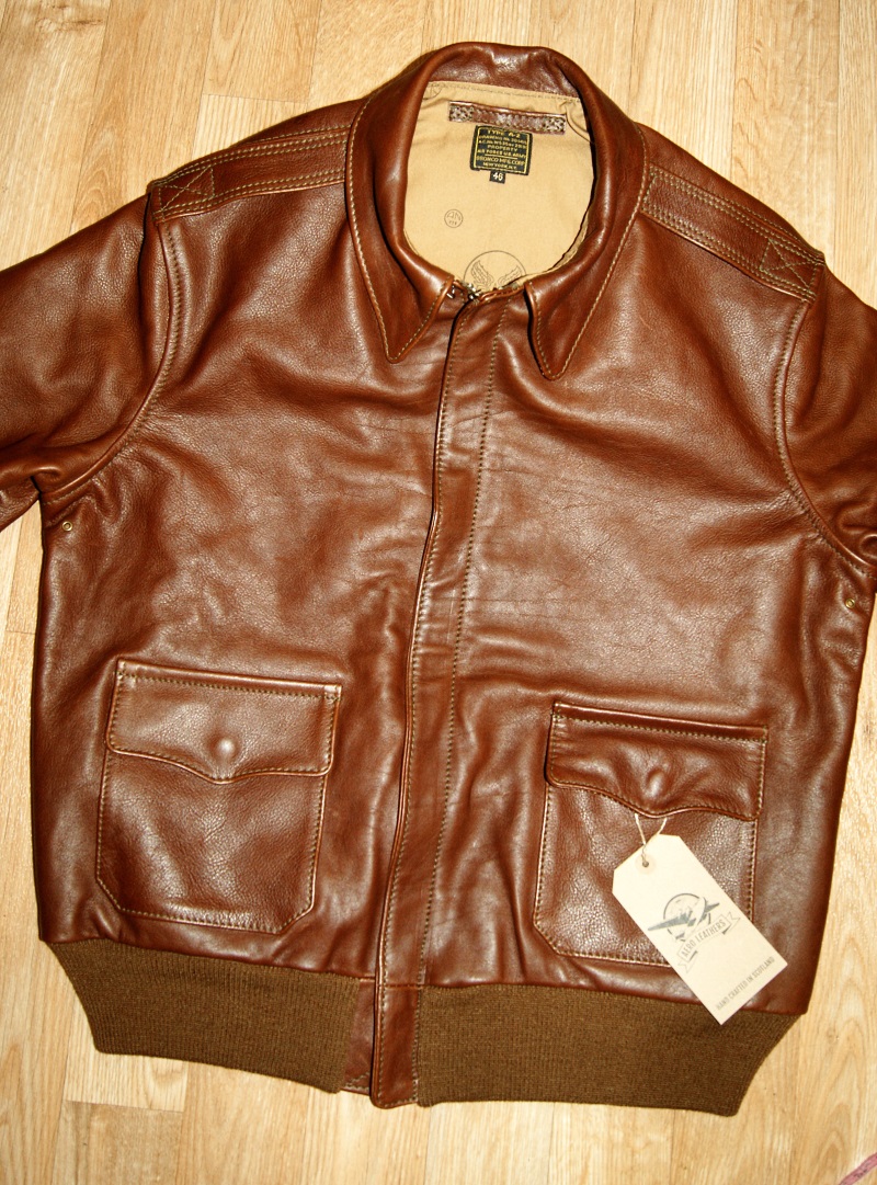 Aero Bronco A-2 Russet Vicenza Horsehide size 46 JQ1 front.jpg