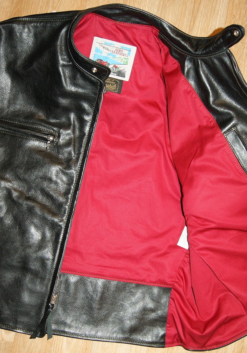 Aero Cafe Racer Black Vicenza Horsehide red cotton sateen lining.jpg