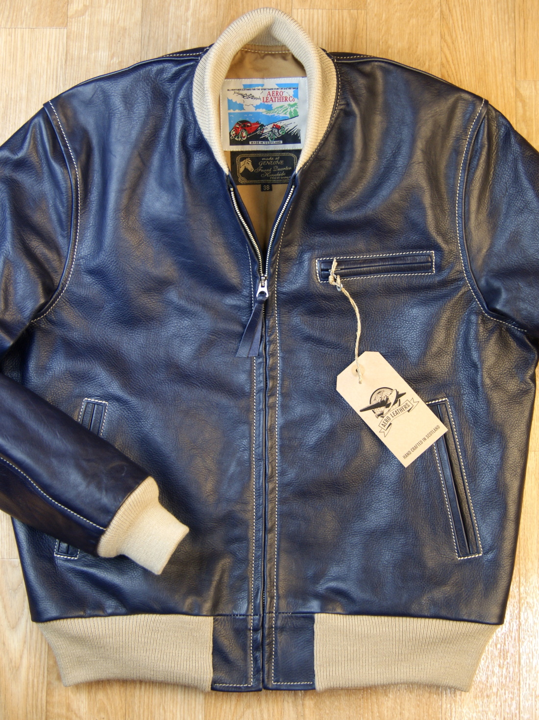 Aero College Jacket Blue Vicenza Horsehide front.jpg