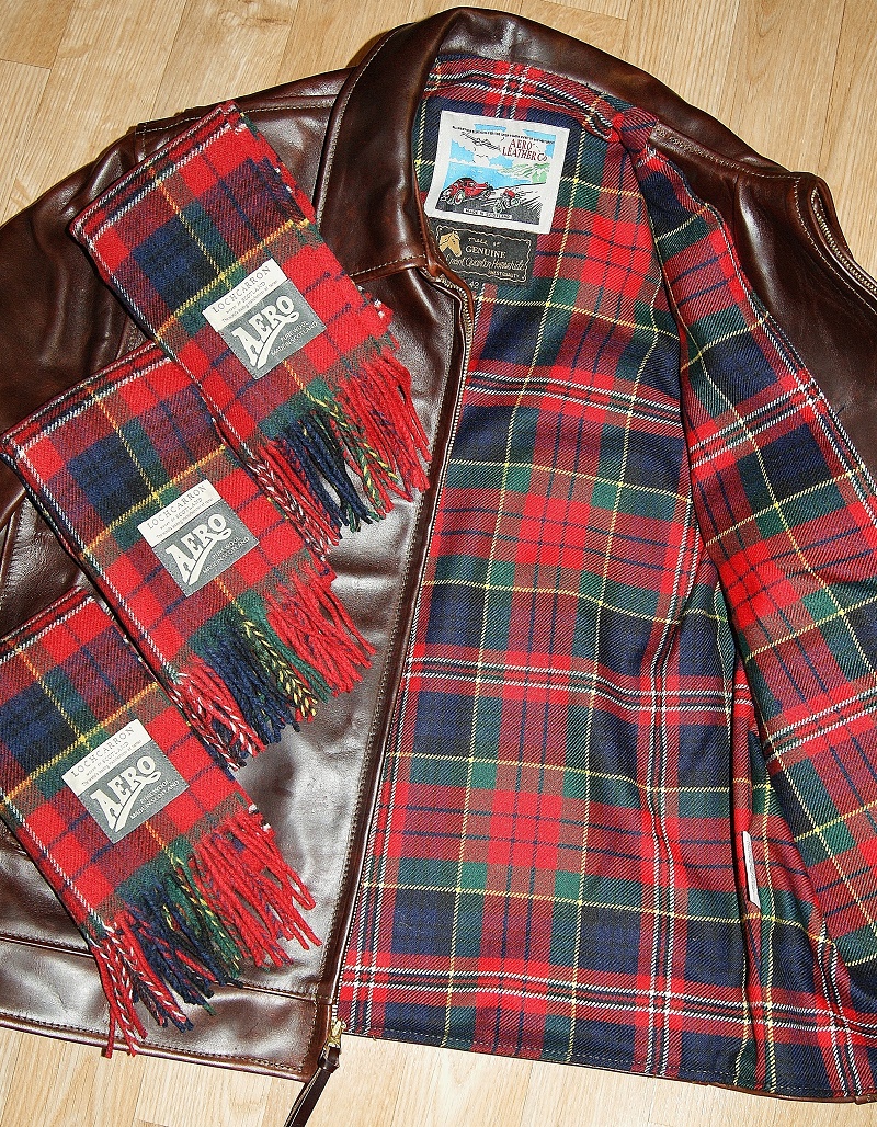 Aero Highwayman Brown CXL FQHH MacPherson Clan Modern tartan lining and scarves smaller.jpg