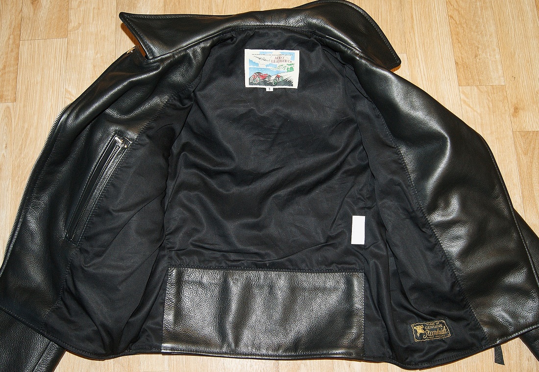Aero Ladies Motorcycle Jacket Black Soft Steerhide black cotton sateen lining.jpg