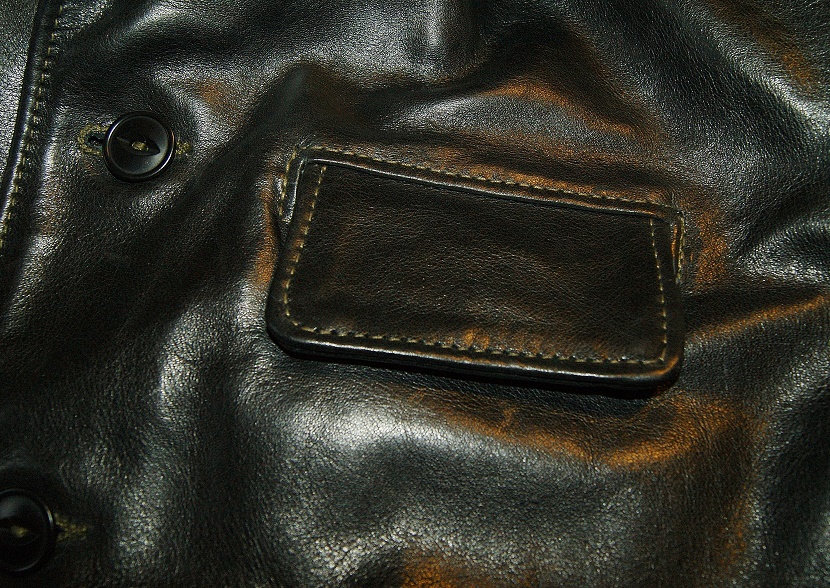 Aero Mulligan Black Vicenza Horsehide chest pocket flap out smaller.jpg