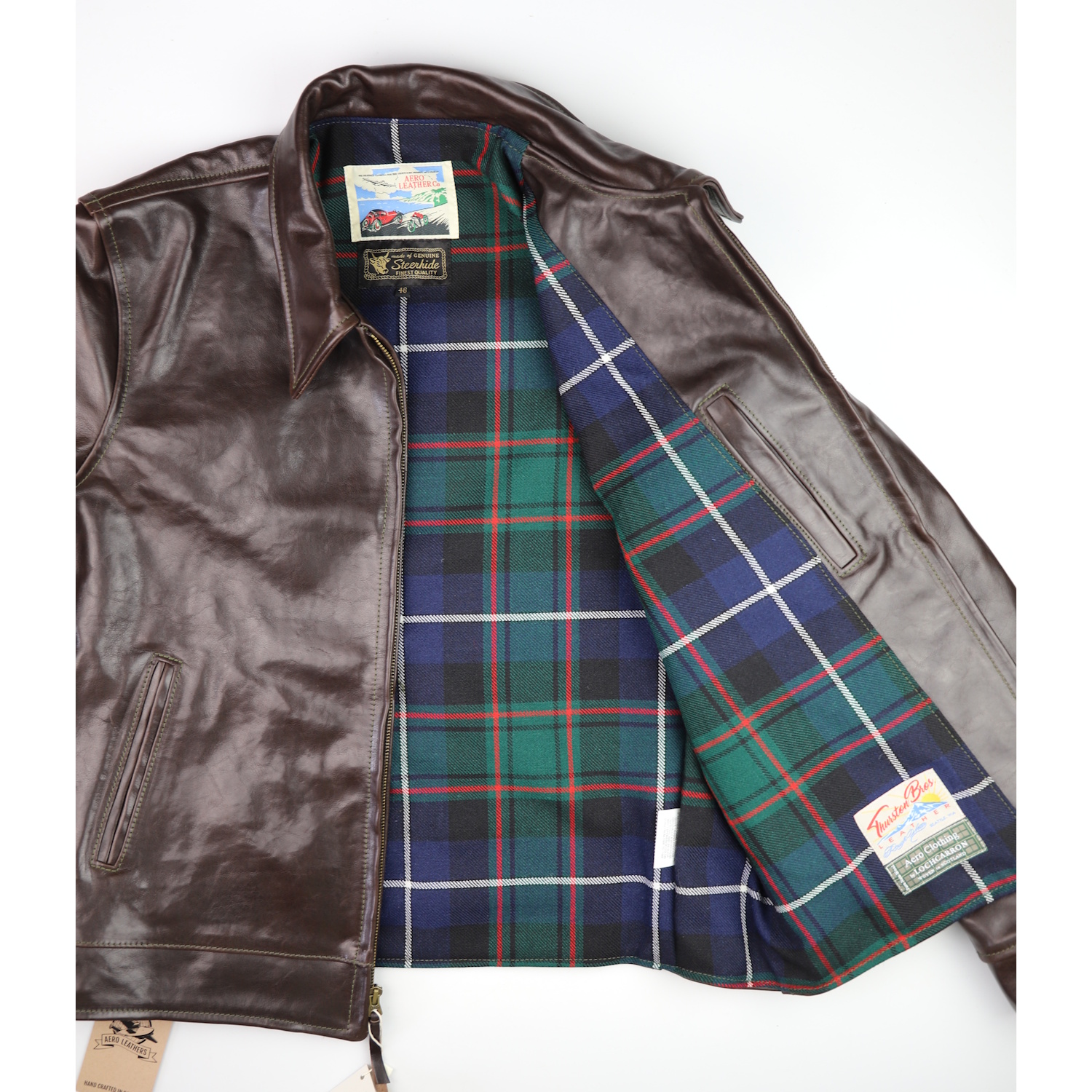 Aero Premier Highwayman Chestnut Badalassi Cowhide Z9H MacRae Hunting Modern tartan lining.jpg