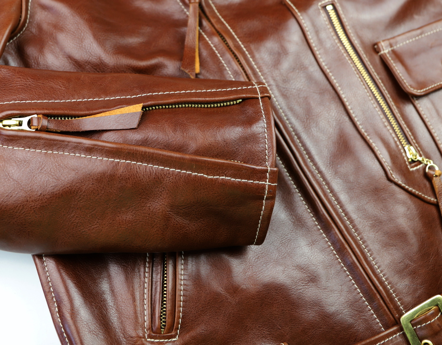 Aero Ridley KOTR Russet Badalassi Cowhide sleeve zipper.jpg