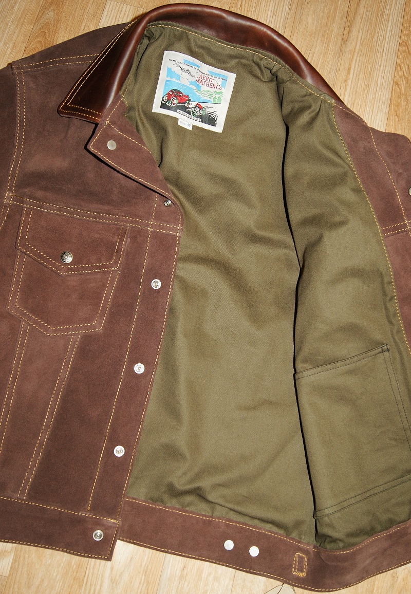 Aero Suede Type 3 Jean Jacket olive drill lining.jpg