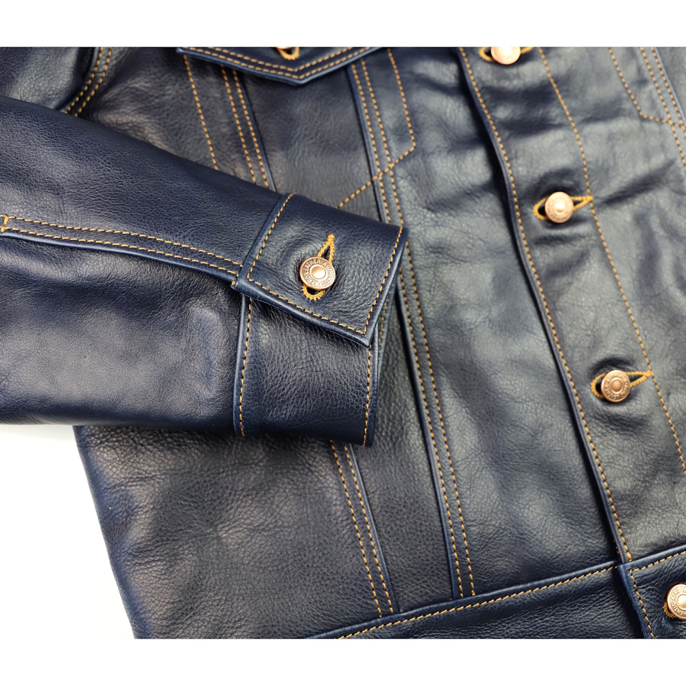 Aero Type 3 Jean Jacket Navy Vicenza 44CP button cuff.jpg