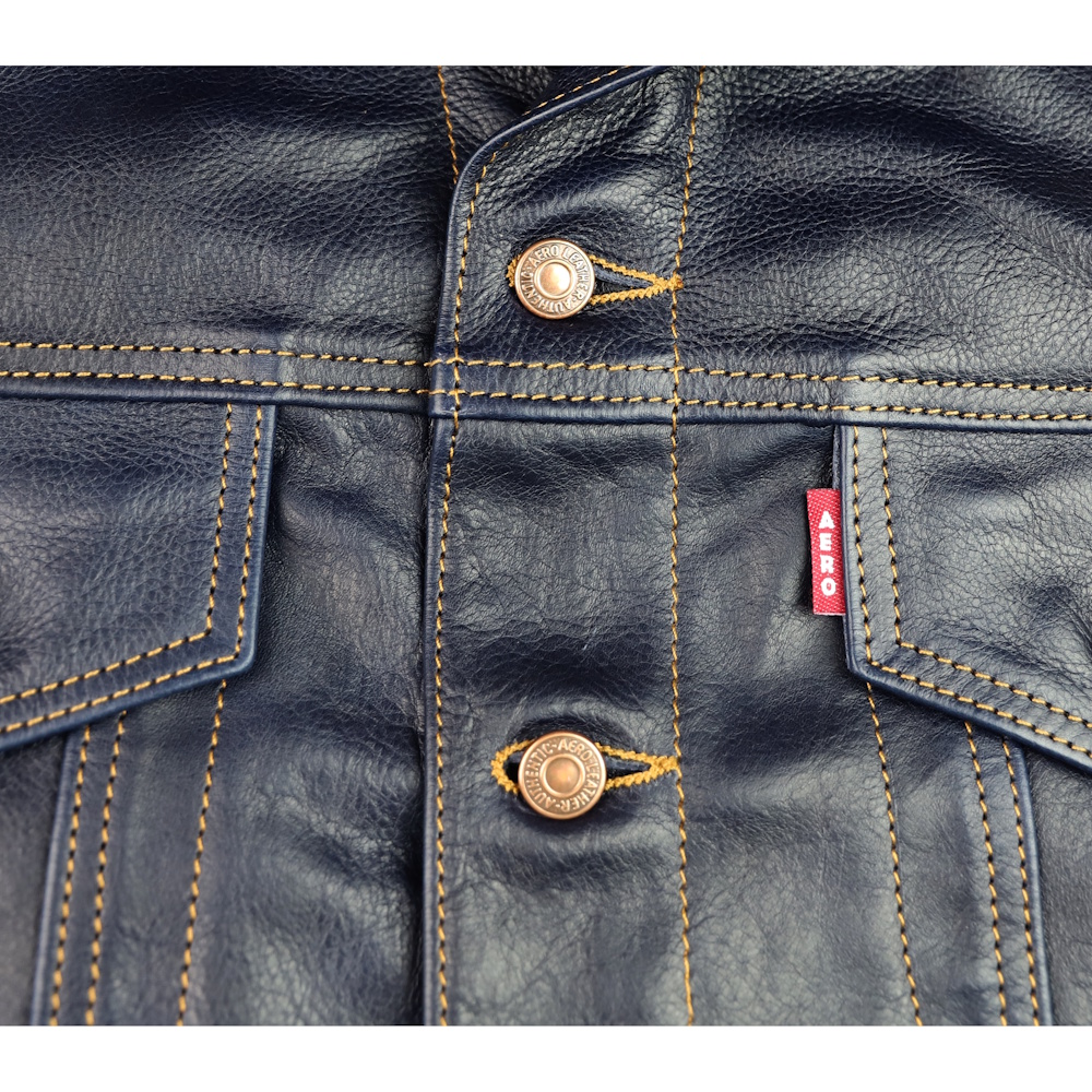 Aero Type 3 Jean Jacket Navy Vicenza 44CP copper studs.jpg