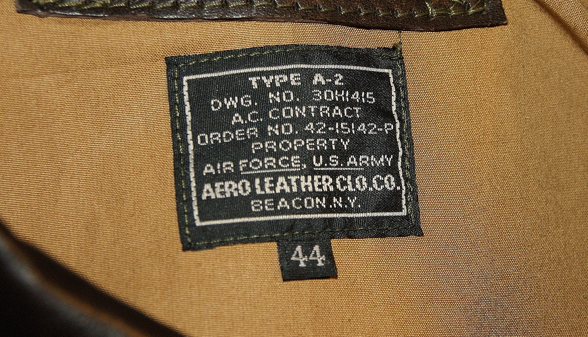 Aero Type A-2 42-15142-P Dark Seal size 44 tag.jpg