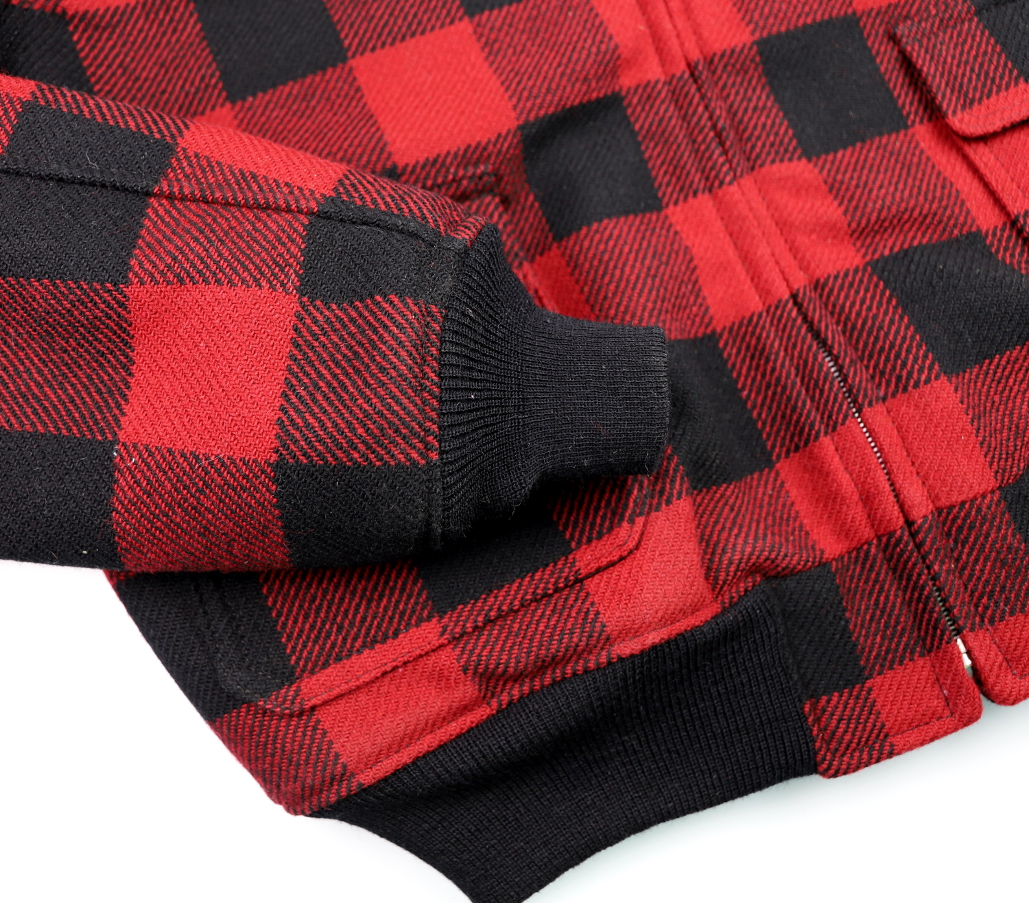 Aero Waterfront Red and Black Wool Fur collar LW8 knit cuff.jpg