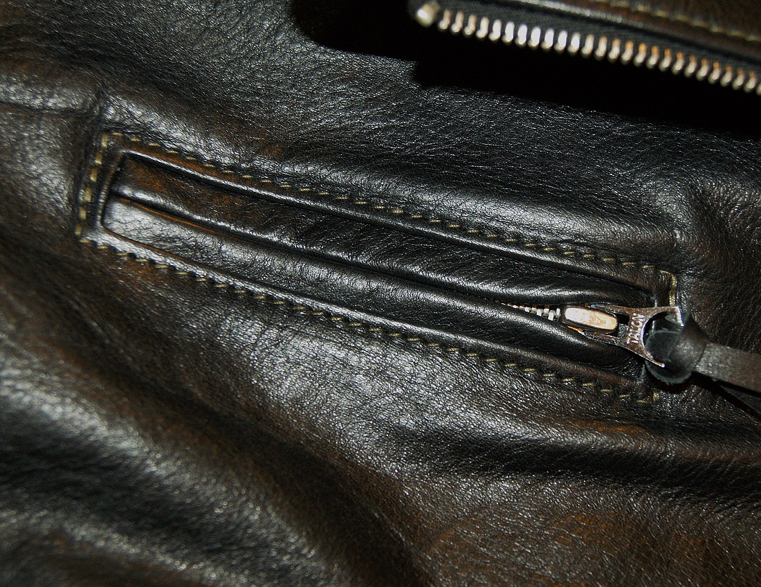 Aero Women's Motorcycle Jacket Black Vicenza Horsehide chest pocket.jpg