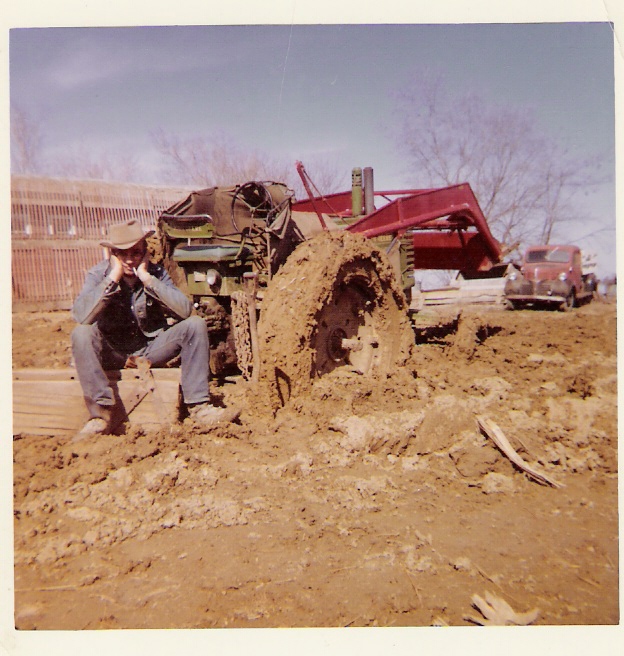 Dad (Adolf Sunderman) stuck in mud, (Larsen's Place) Burt County.jpg