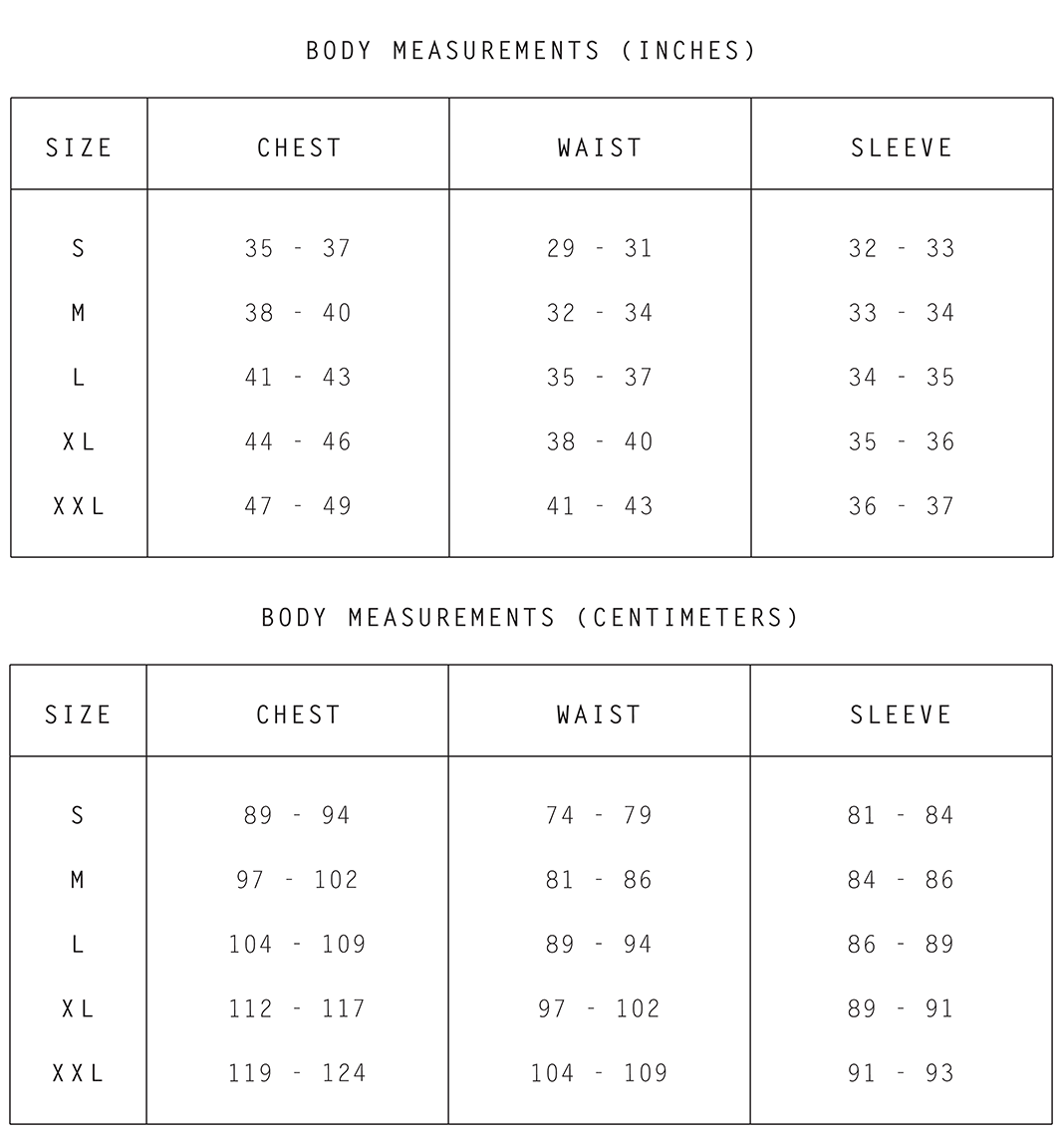 Deck Sizes Chart