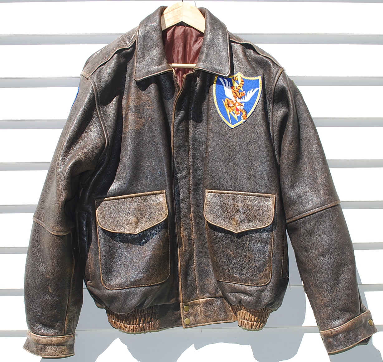 Brown Bomber Jacket/Patches/Men's XL | The Fedora Lounge