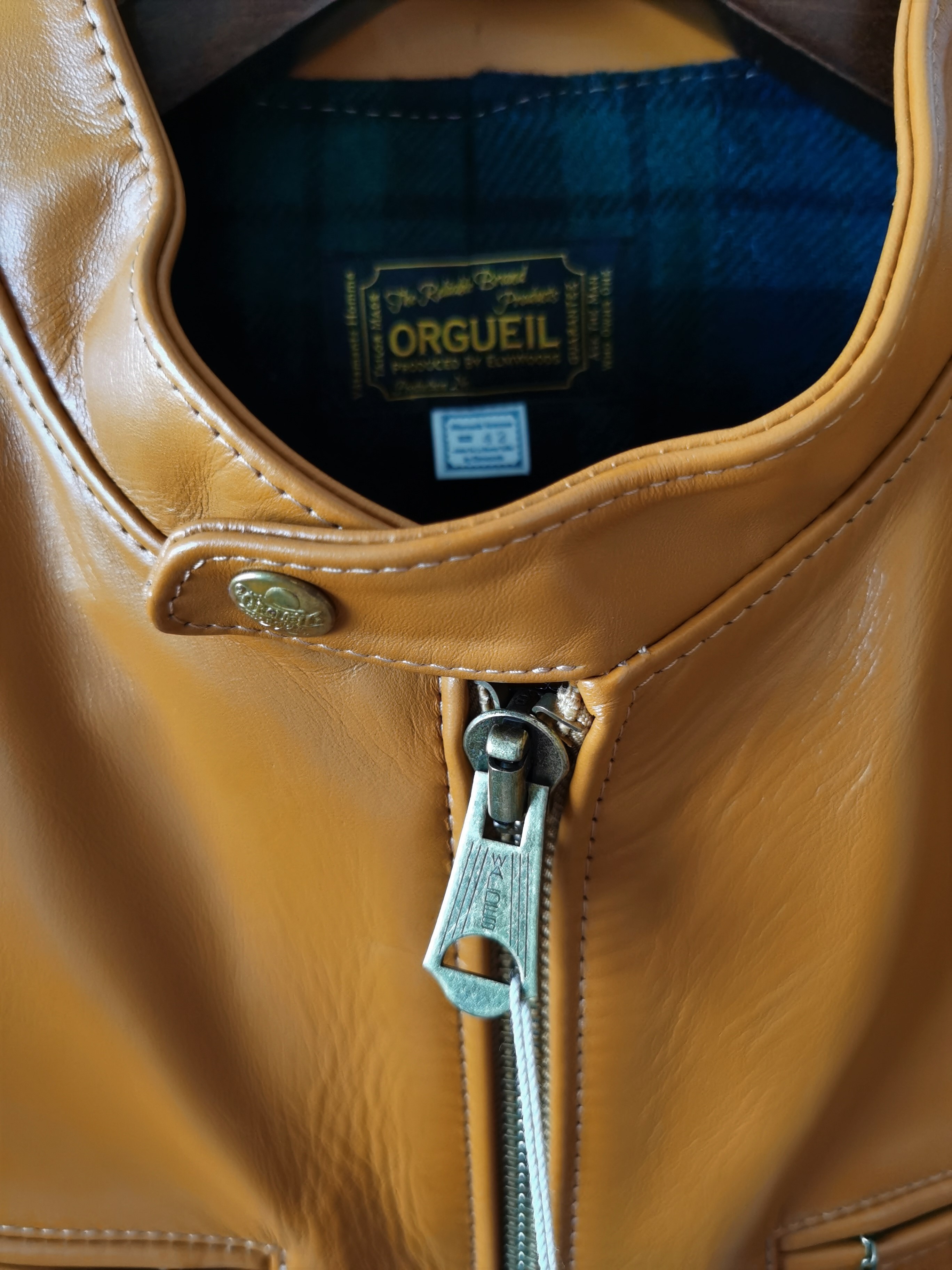 Orgueil Shinki Horsehide Camel Board Track Jacket- Made in Japan