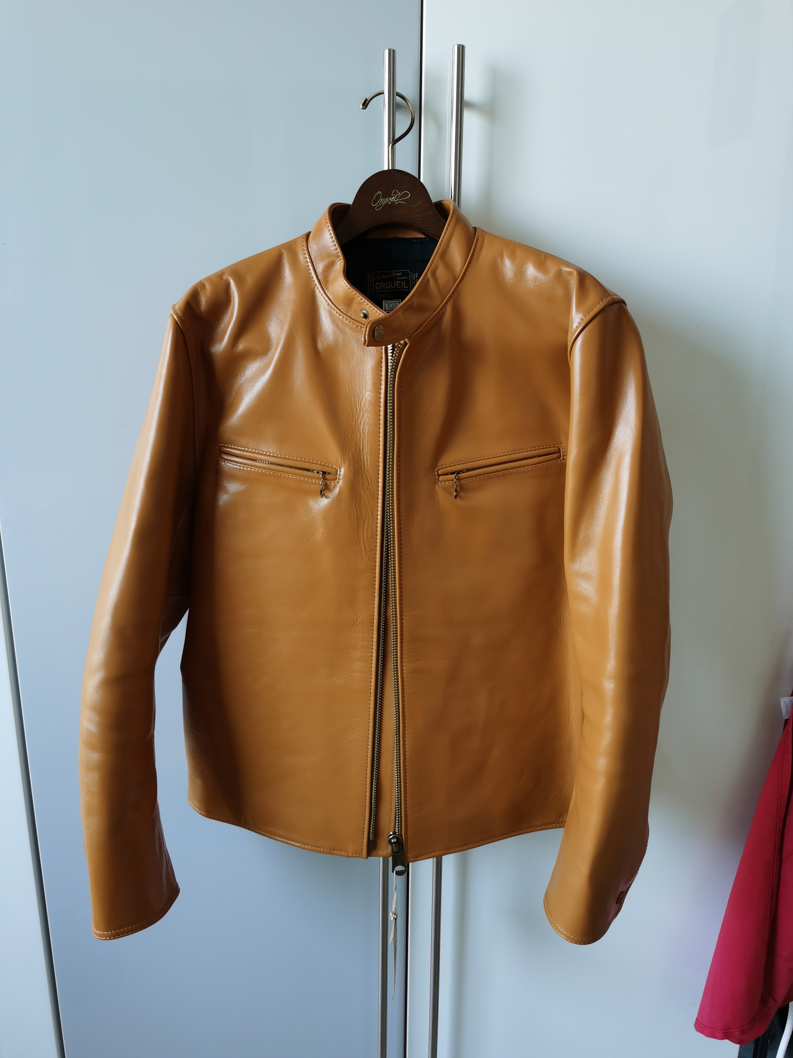 Orgueil Shinki Horsehide Camel Board Track Jacket- Made in Japan