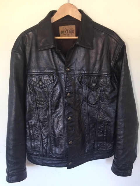 GAP Blue Jeans Leather Trucker Large (died black) | The Fedora Lounge