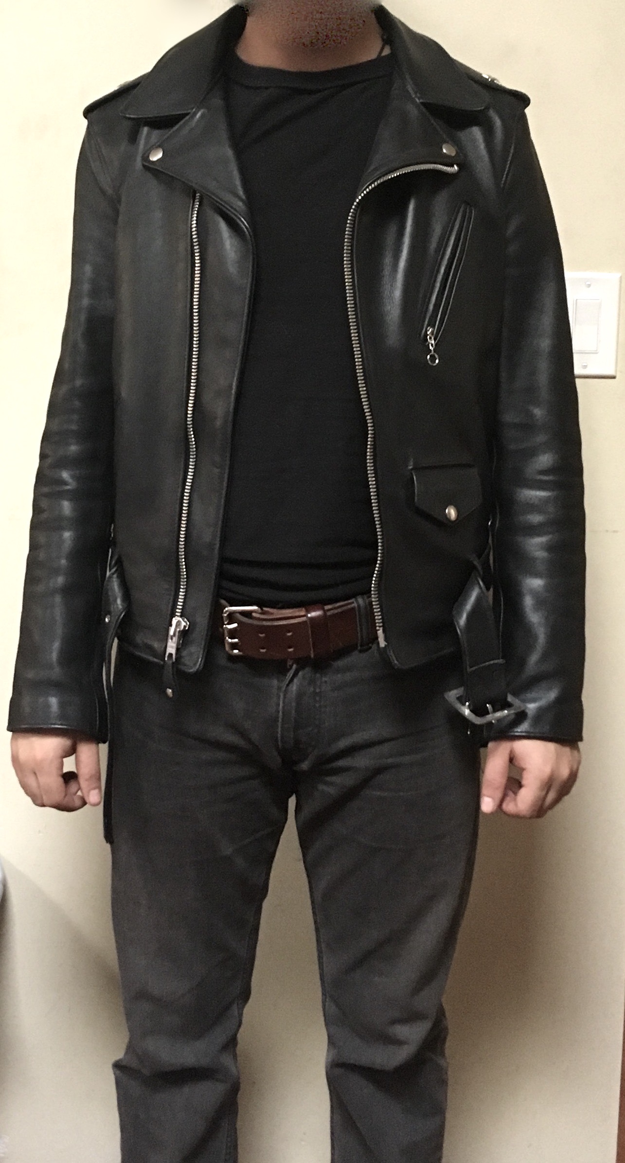 Schott NYC. 613 1 Star Black Leather Jacket