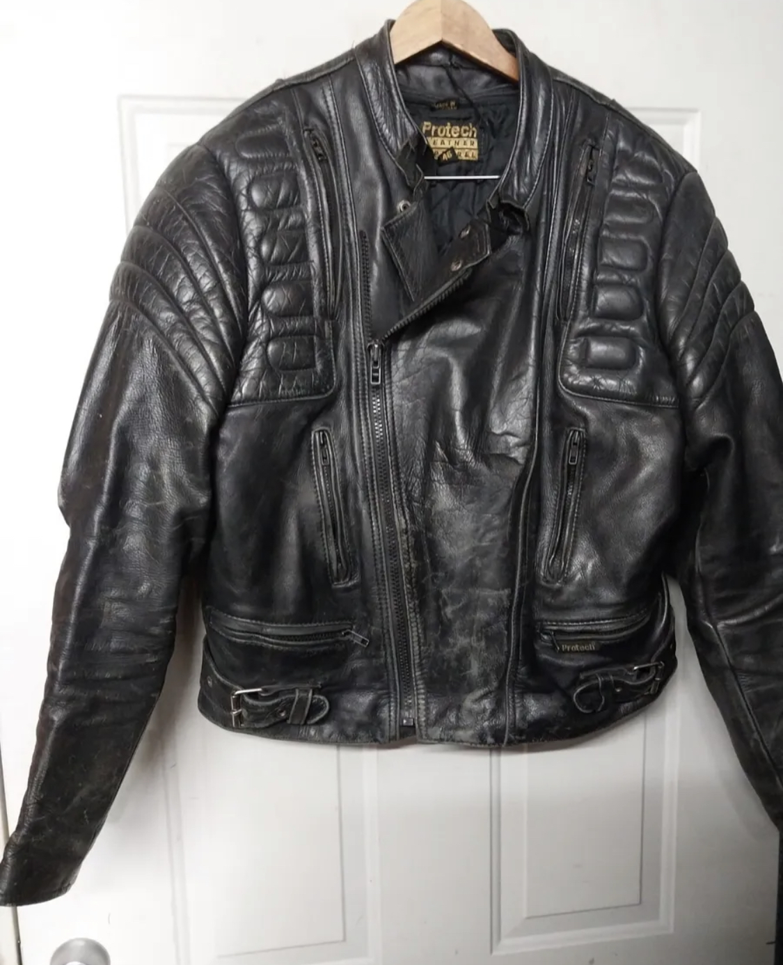 Review NOS Protech Leather Apparel Vintage Trojan Style Leather Jacket ...