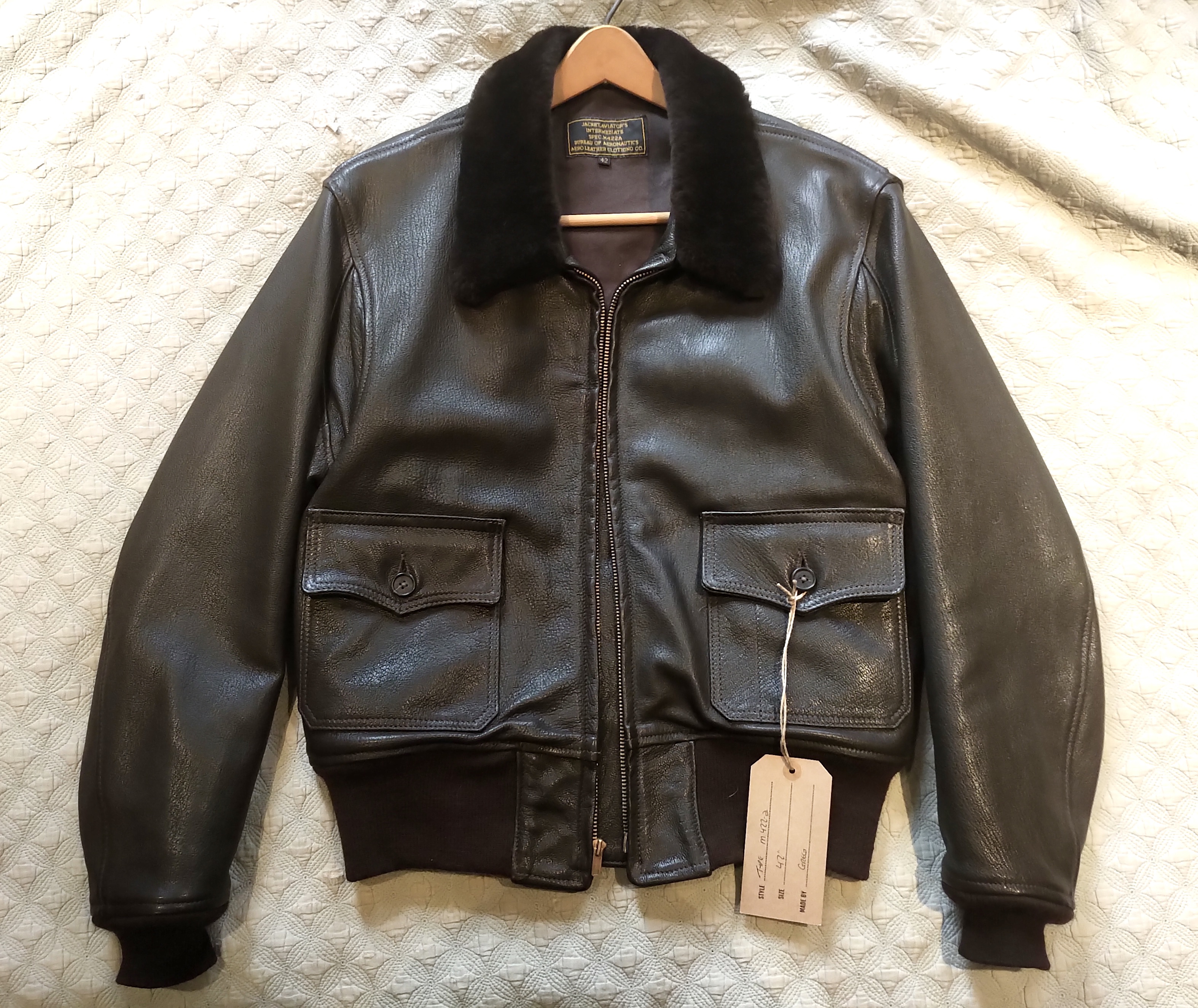 Aero Leather Jacket M422a G1 size 42 fits like 40 Extra thick Goathide ...