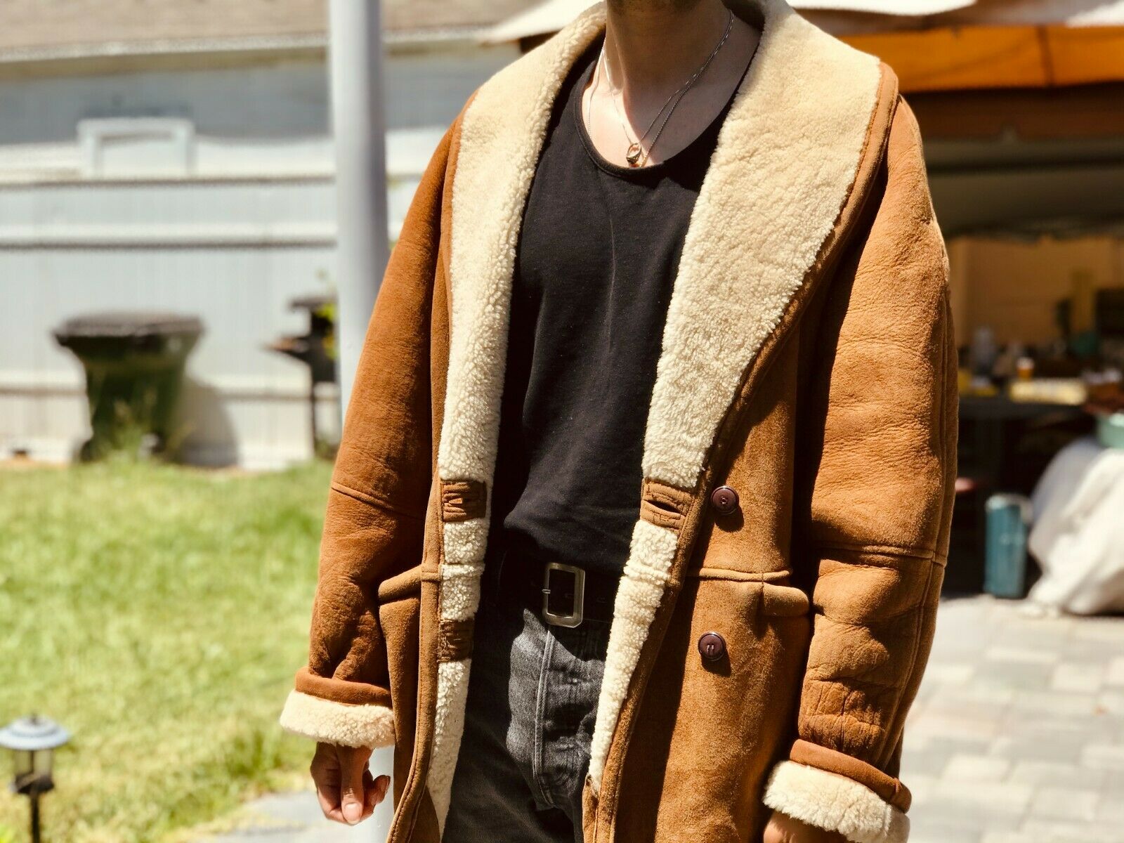 Bally Shearling Coat Oversized Tan Sheepskin The Fedora Lounge