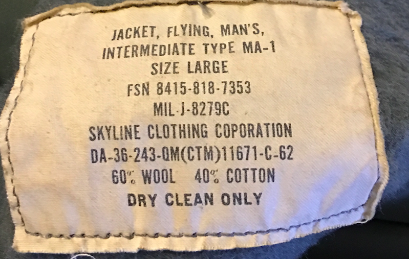 MA1 Jacket 1962 Large - Skyline Clothing Corp - Mil J 8279C.PNG