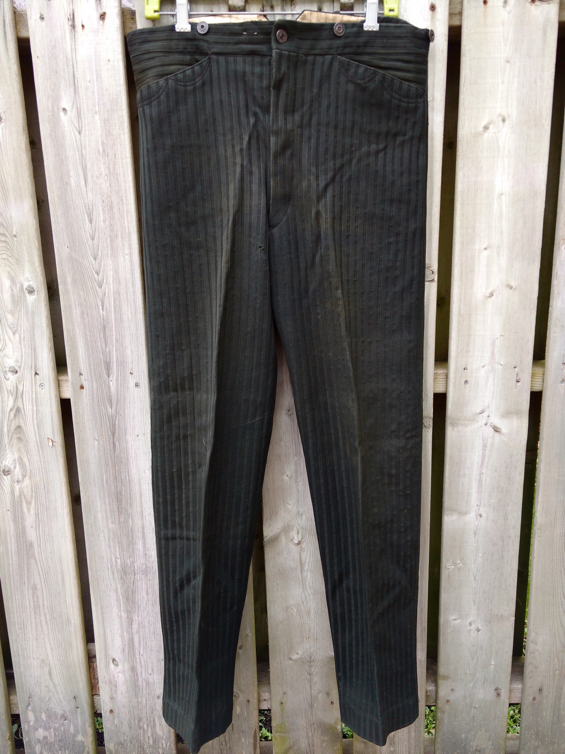 mens vintage  pants  trousers  dark green _ textured fabric - 1.jpg