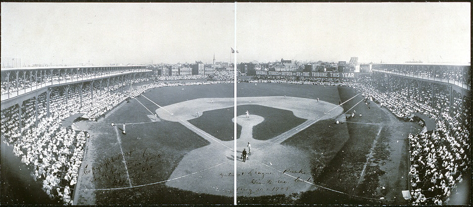 National League Park, Chicago, Giants vs. Cubs, Aug. 30, 1908.jpg
