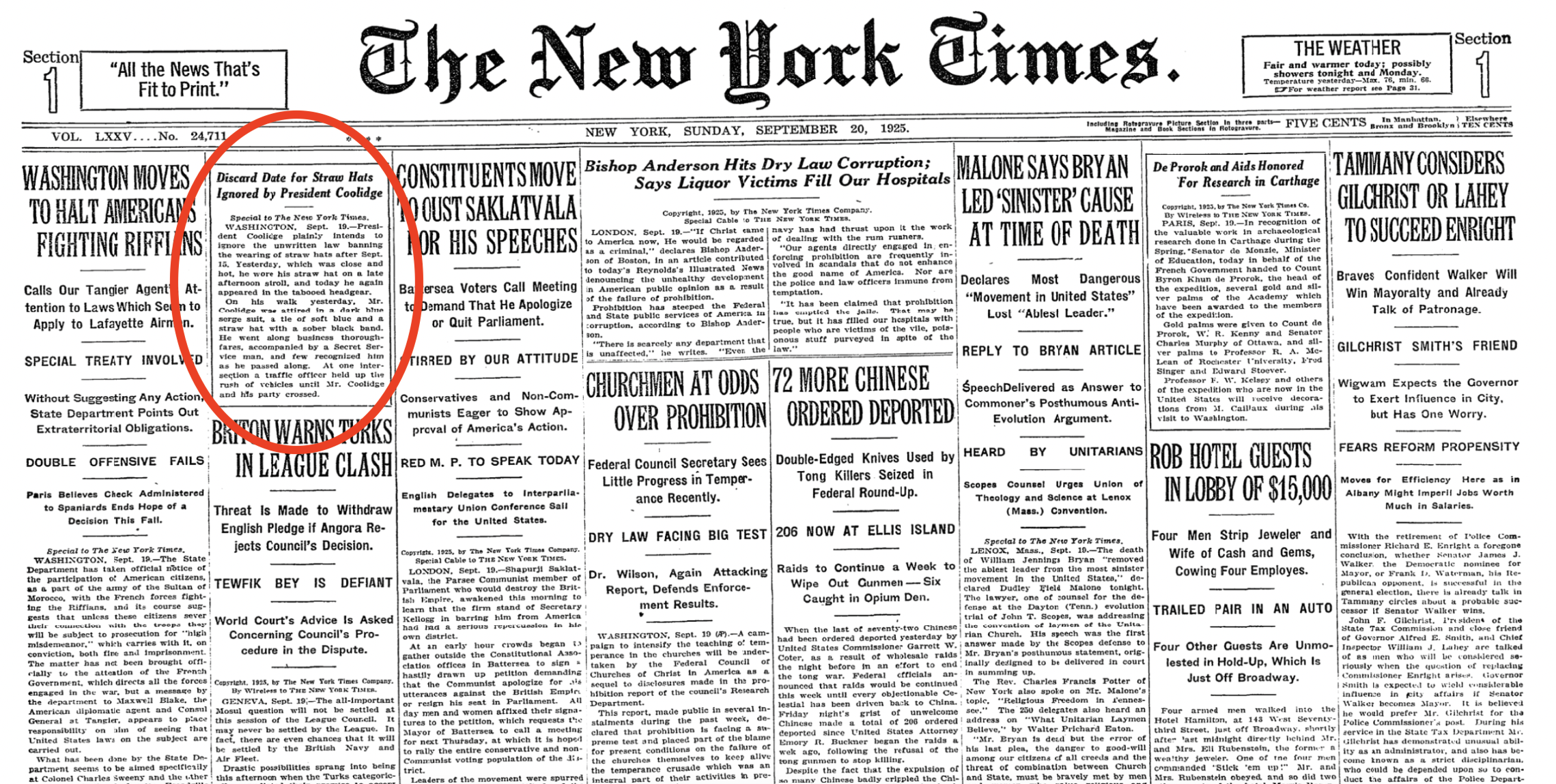 NYT, Sep 20, Coolidge and His Straw.png