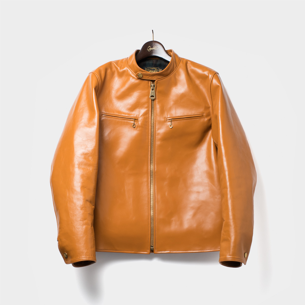 Orgueil Shinki Horsehide Camel Board Track Jacket- Made in Japan