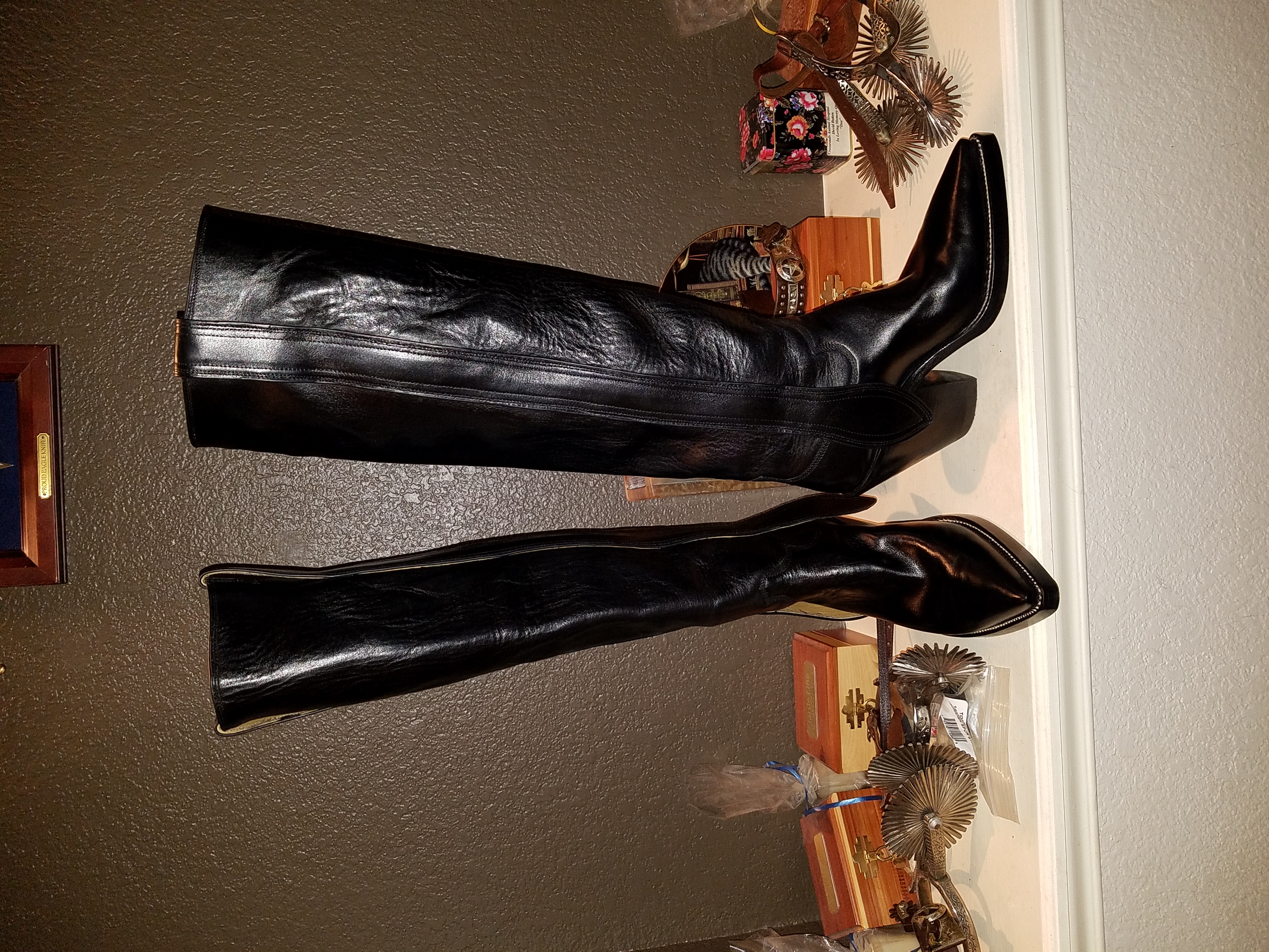 Paul Bond 22 inch black plainsman mule ears double leather soles.jpg