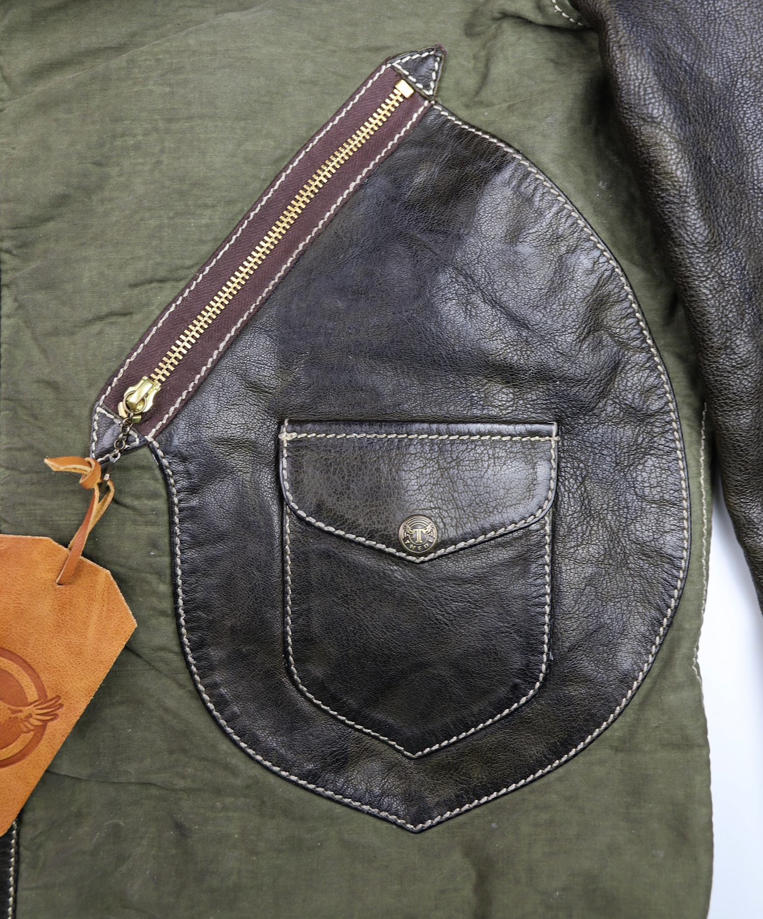 Thedi Canvas and Olive Goatskin Crosszip patch pocket.jpg