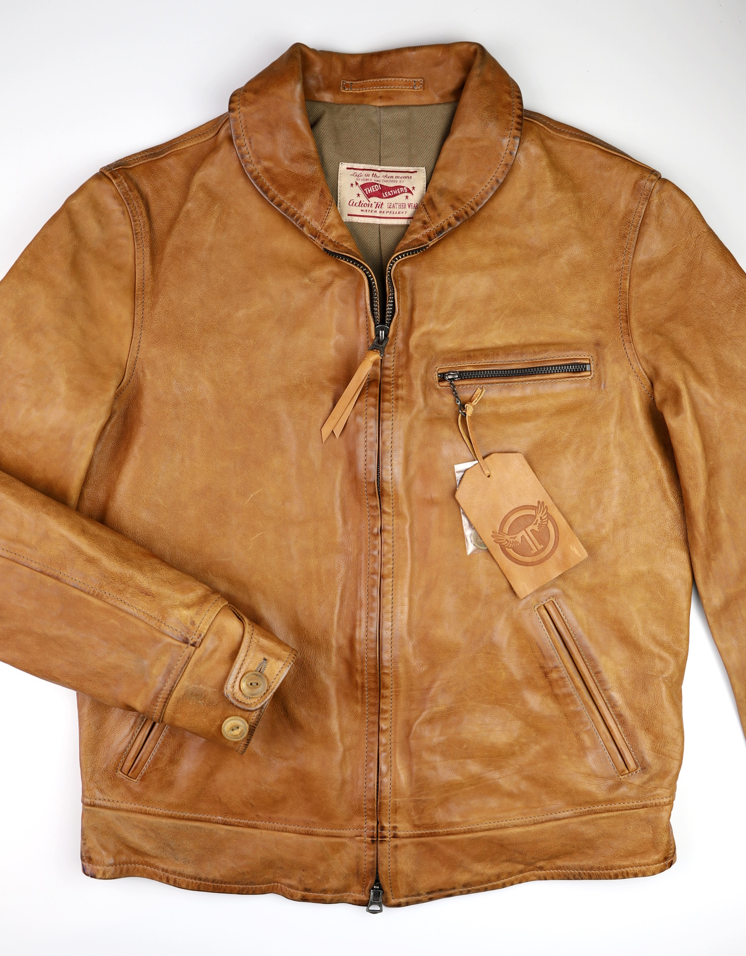 Thedi Markos Zip-Up Shawl Collar Cuoio Buffalo L99 front.jpg
