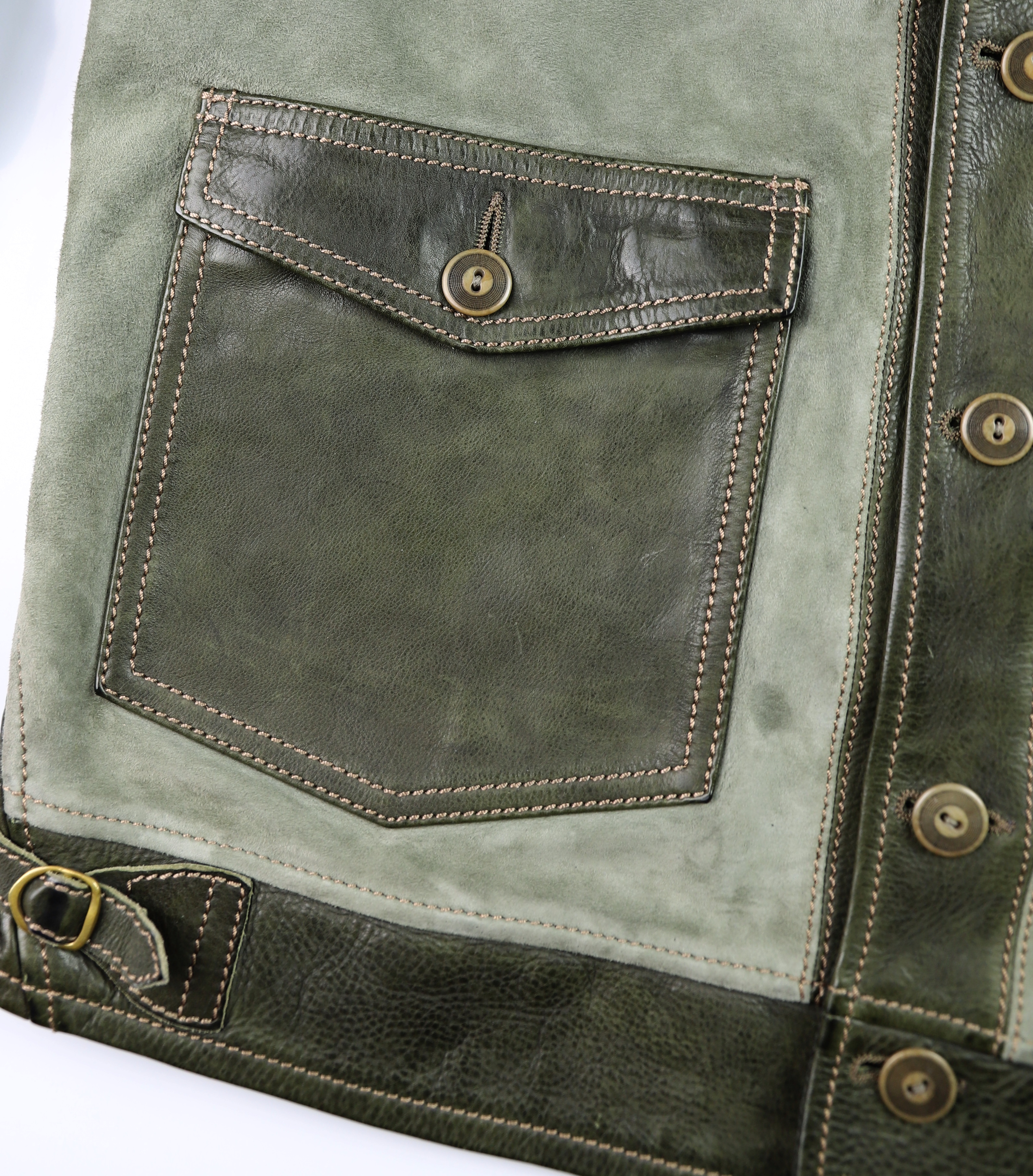 Thedi Niko Button-Up Green Goat Suede + Cowhide THNB1 patch pocket.jpg