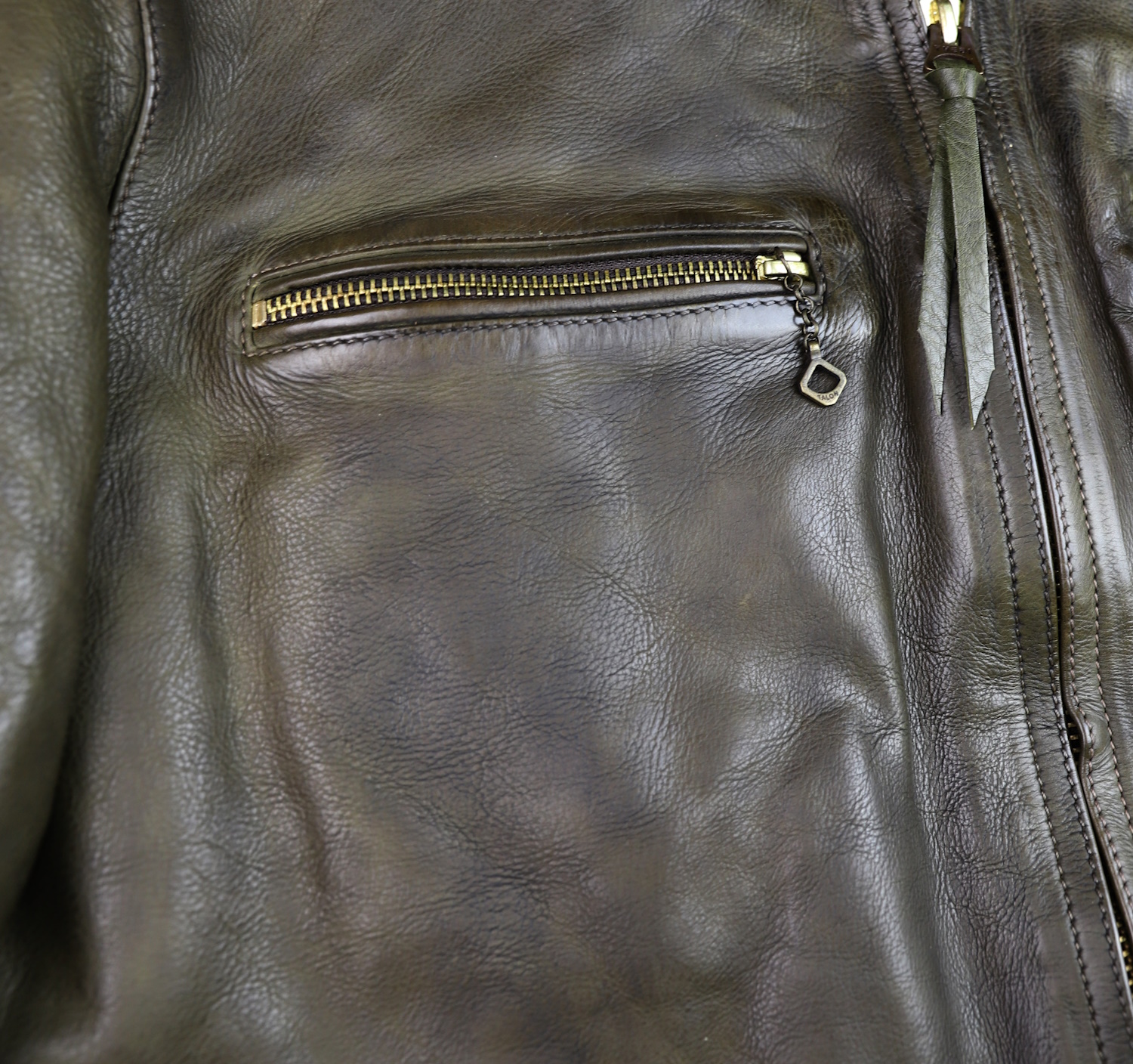 Thedi Phenix Cafe Racer Green Cowhide chest pocket.jpg