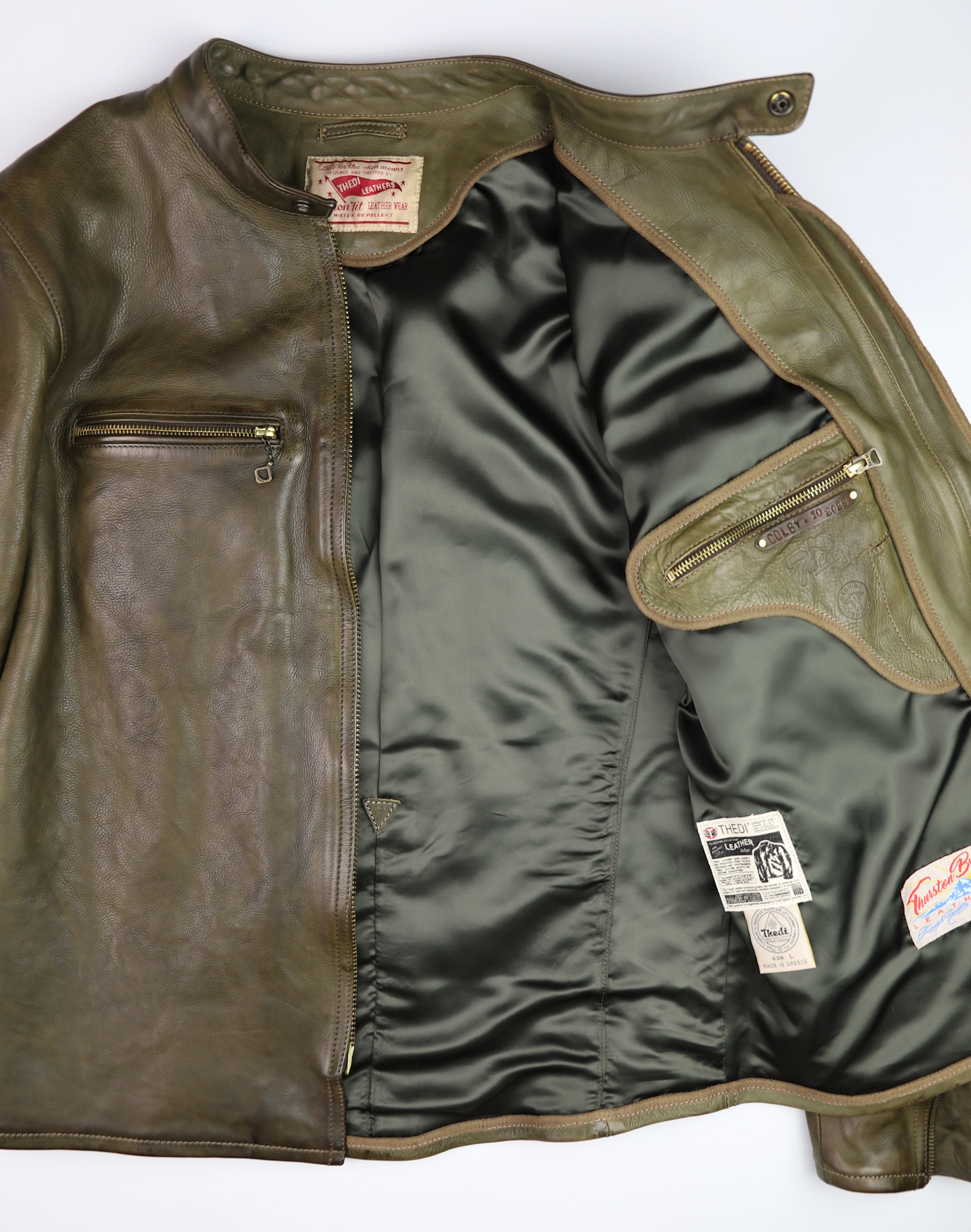 Thedi Phenix Cafe Racer Green Cowhide olive viscose lining.jpg