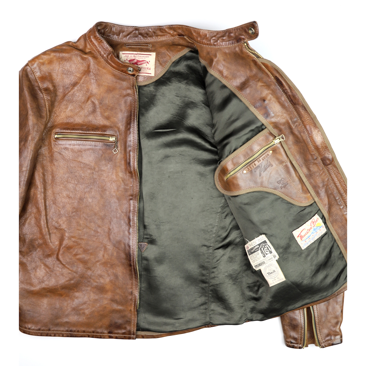 Thedi Phenix Cafe Racer Light Brown Toscano Buffalo olive viscose lining.jpg