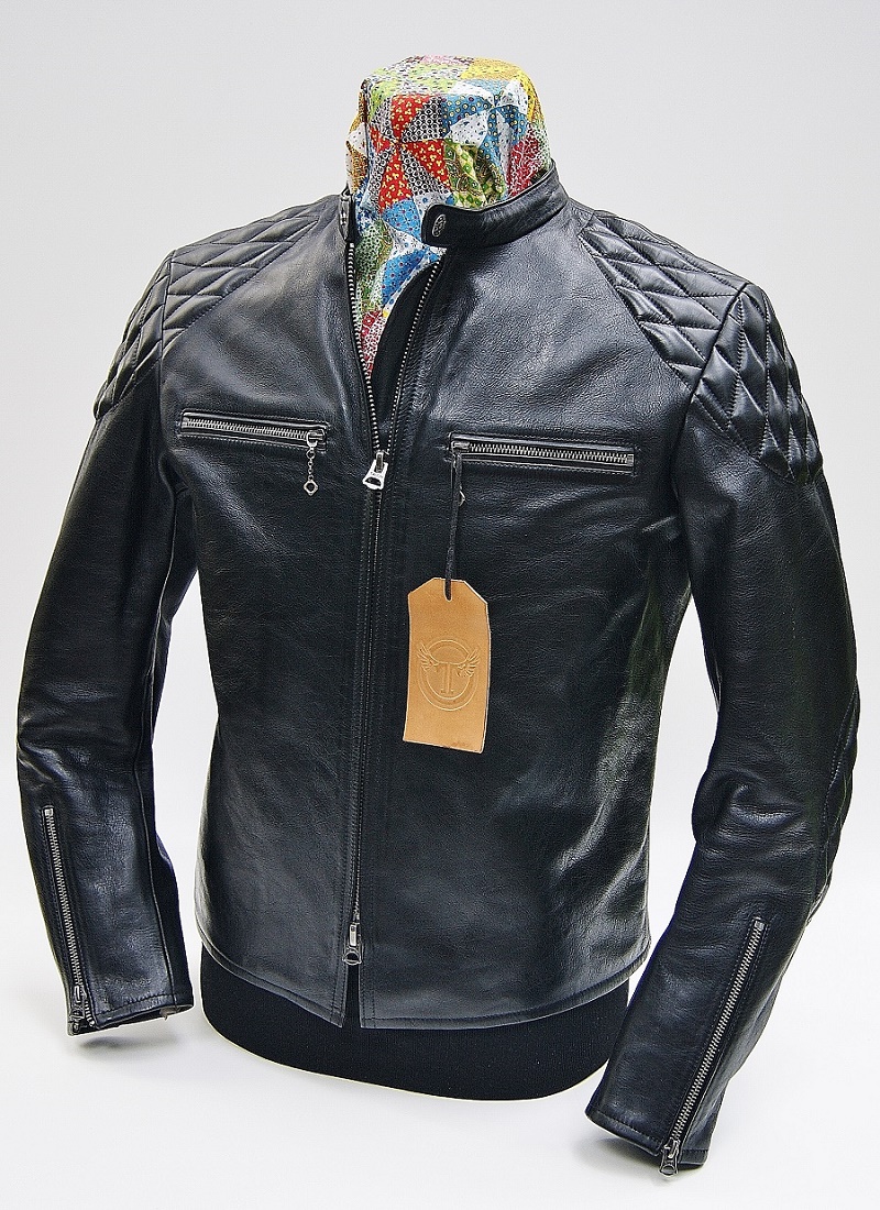 Thedi Phenix Quilted Black Horsehide Cafe Racer front smaller.jpg
