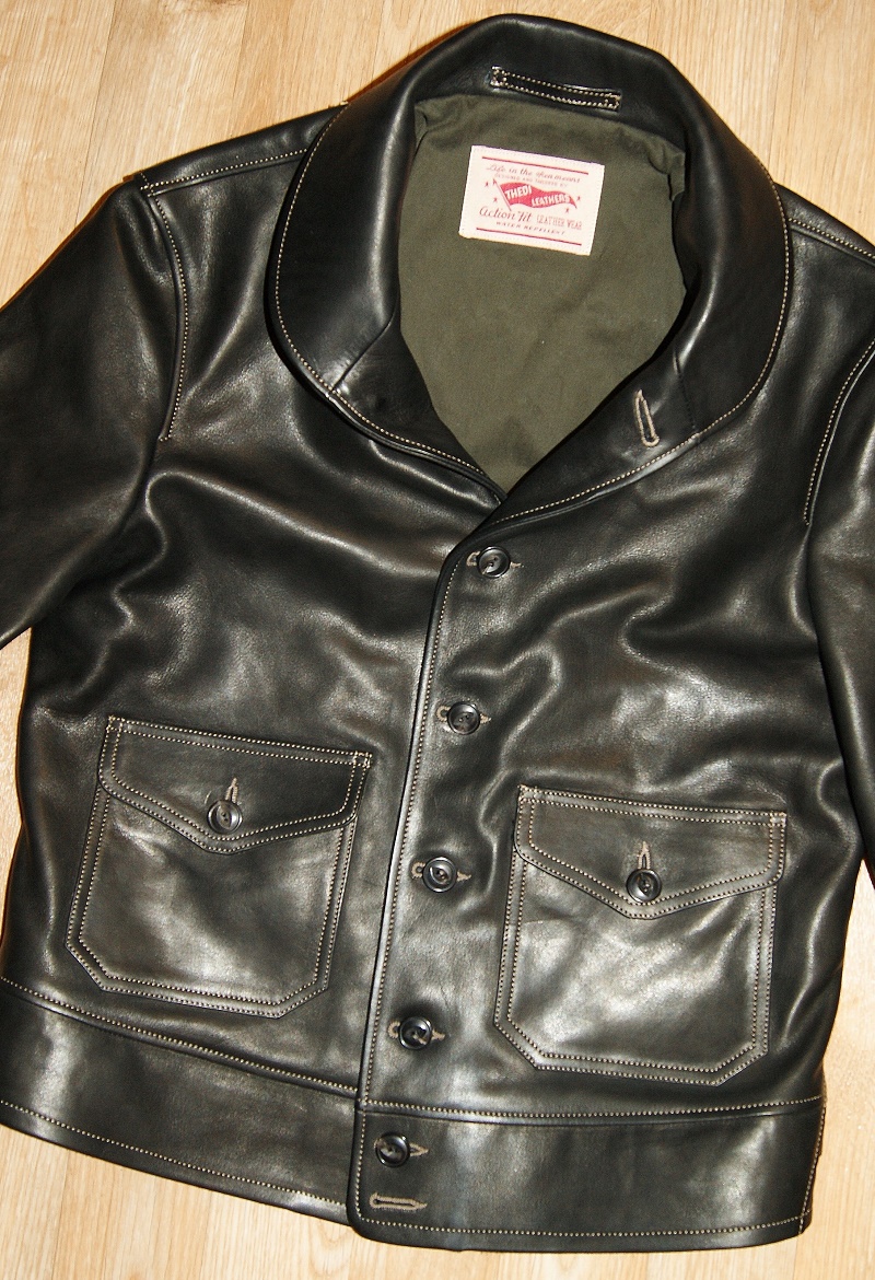 Thedi Shawl Collar Jacket Black Cowhide front.jpg