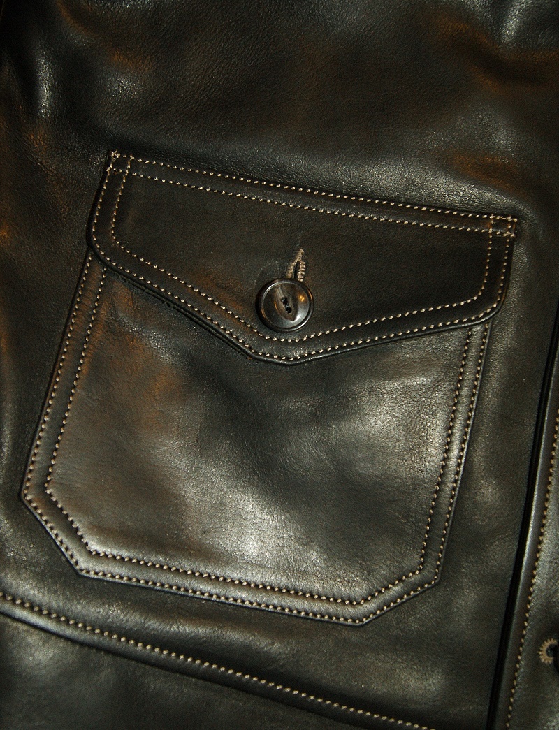 Thedi Shawl Collar Jacket Black Cowhide patch pocket.jpg