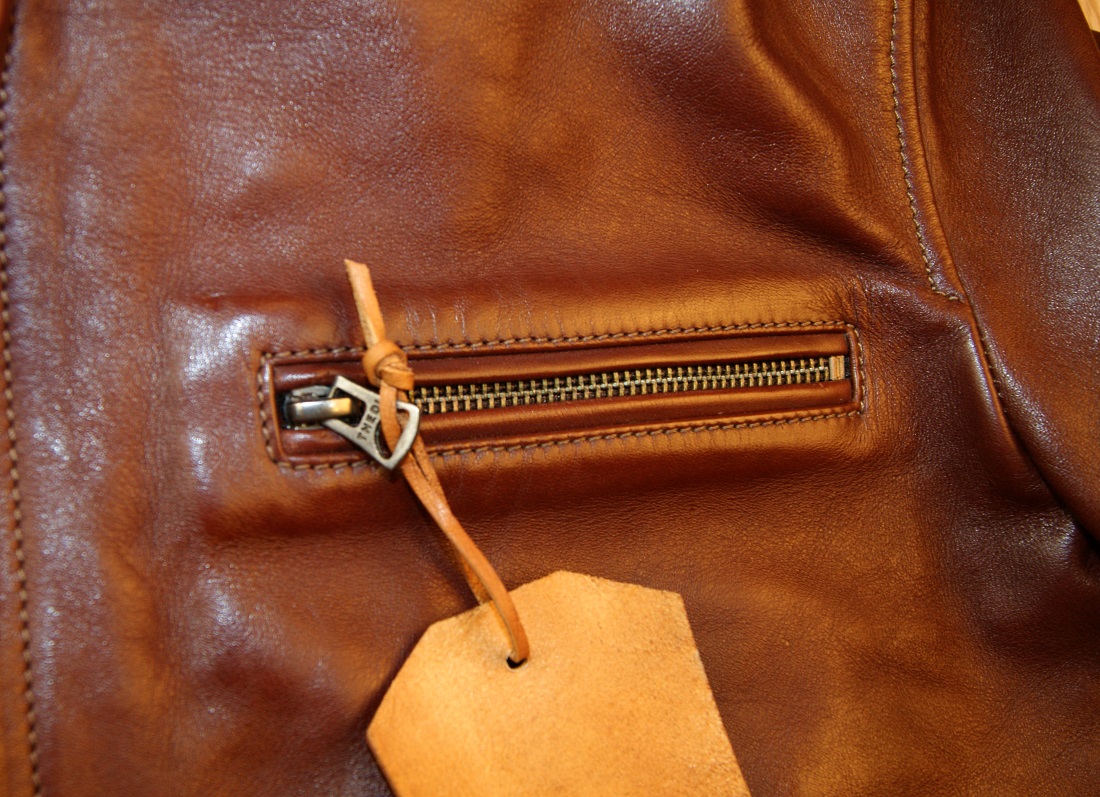 Thedi Zip-Up Shawl Collar Russet Horsehide chest pocket.jpg