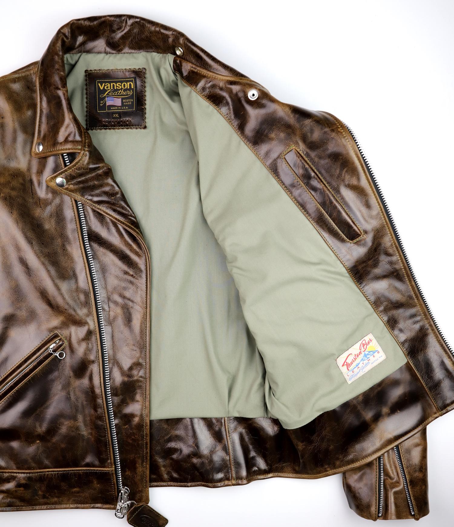 Vanson Daredevil **L Dark Maple Bainbridge TR9 cafe tan rayon lining.jpg