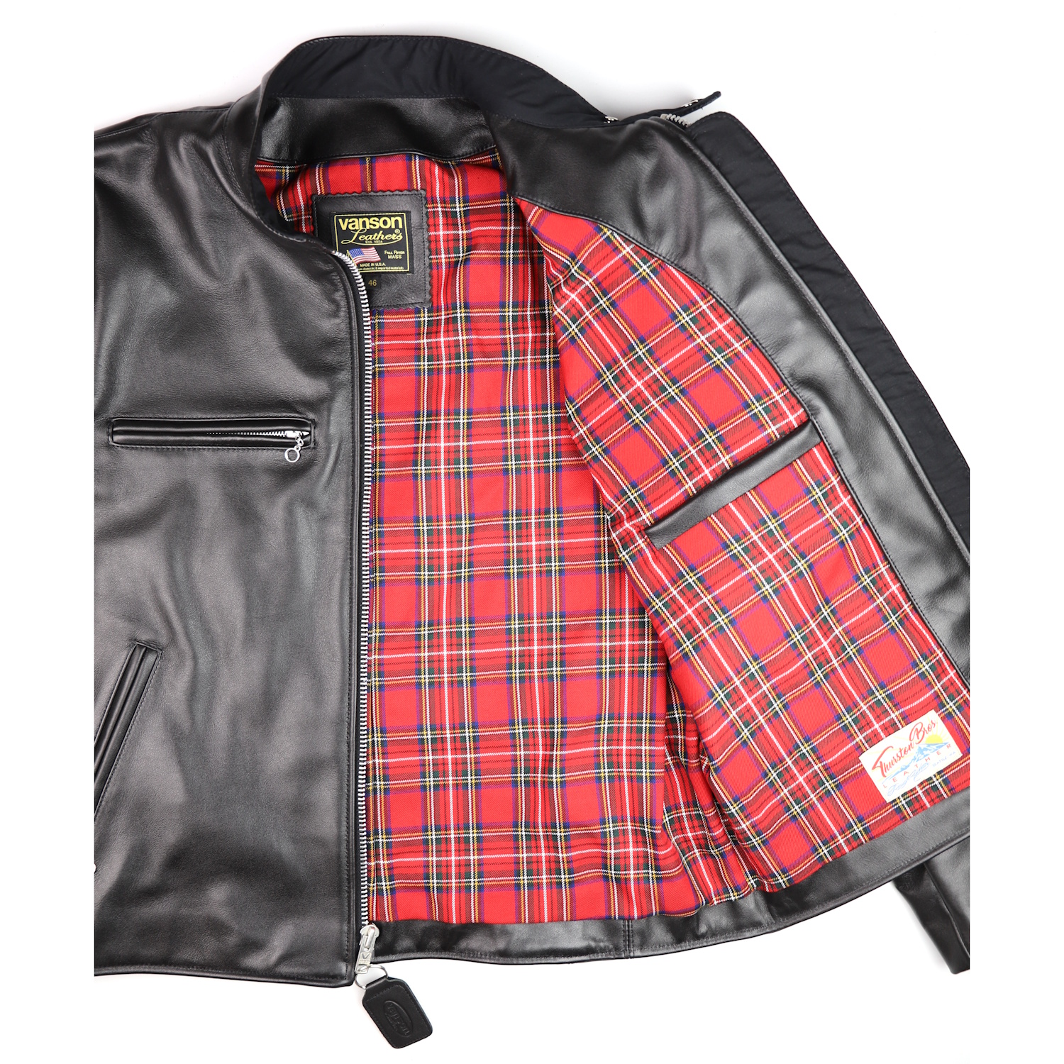 Vanson Model B custom 4-pocket z150 red plaid lining.jpg