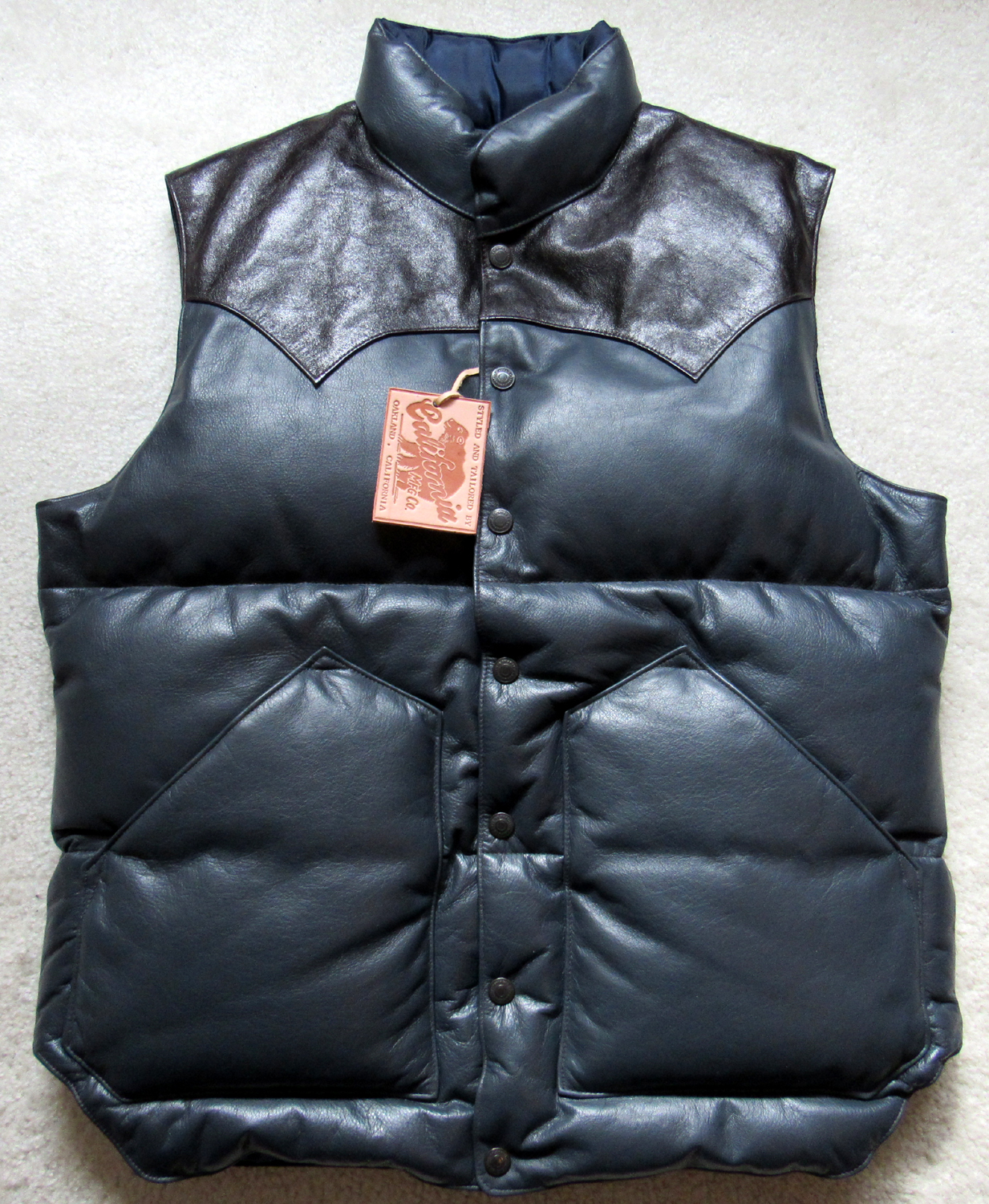 Rainbow Country Japan Shinki Horsehide LEATHER DOWN VEST Size L 